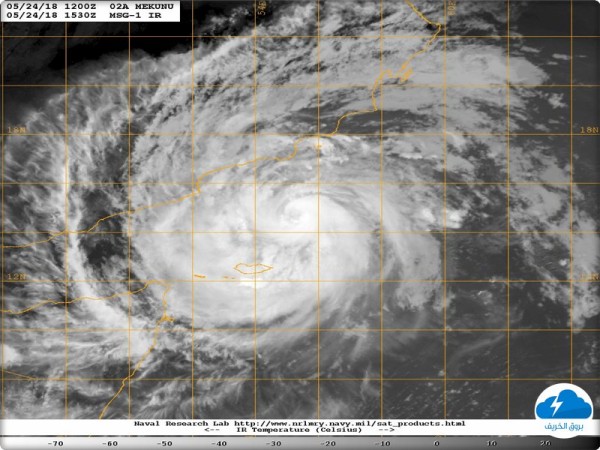 Тропический циклон Mekunu возле острова Сокотра